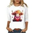 thumbnail image 2 of Xdegoge Valentines Tops for Women Crew Neck 3/4 Sleeve Pullover Cute Playful Prints Top Lightweight Cozy Plus Size Pullovers, 2 of 6