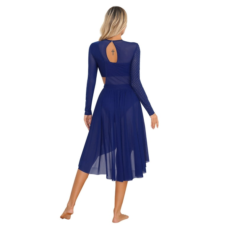 DPOIS Women's Lyrical Dance Costume Asymmetric Modern