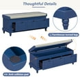 thumbnail image 6 of 44″ Storage Bench w/3 Drawers and Storage Compartment, Shoe Bench with Cushion, for Entryway Living Room Hallway Bedroom, Easy Assembled, Navy Blue, 6 of 9