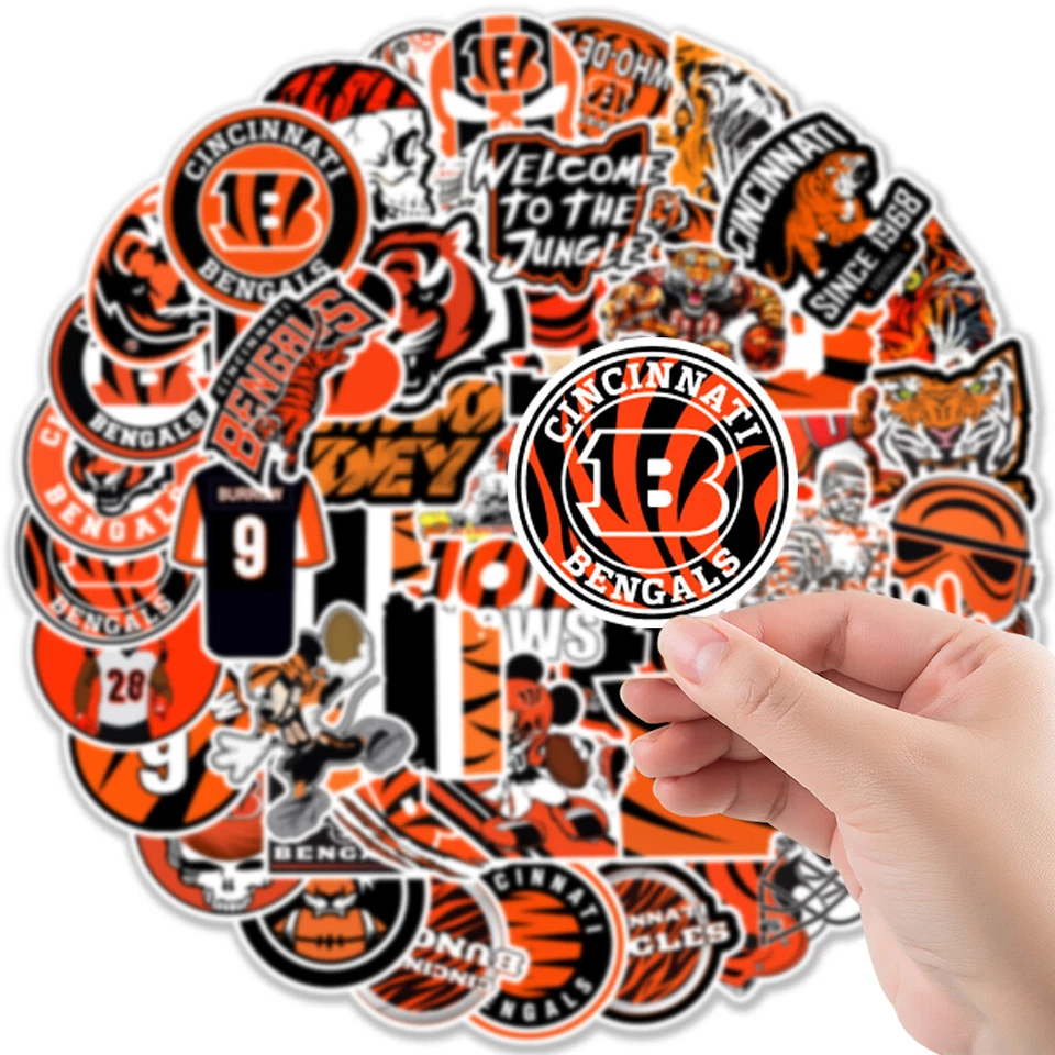 BUTTERFLY- 50Pcs Waterproof Vinyl Stickers Cincinnati Bengals Nfl Football Phone Luggage