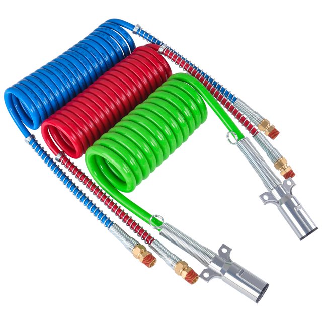 Kit de mangueras de freno de aire en espiral y cable de alimentación eléctrica ABS de 15 pies