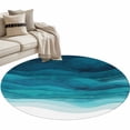 thumbnail image 2 of Teal Turquoise Waves Round Area Rug 3 FT,Small Kitchen Bathroom Mats,Ombre Coastal Ocean Water Abstract Washable Indoor Outdoor Throw Runner Carpet Non-Shedding Doormat for Table Shower Sofa Entryway, 2 of 8
