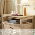 thumbnail image 6 of Nightstand with Charging Station Modern End Side Table with 2 Drawers & Spacious Top Area for Bedroom Living Room, Natural Oak, 6 of 8