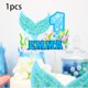 thumbnail image 1 of Decoración Para pastel de fiesta de sirena, cajas de recuerdo de sirena de cumpleaños, centro de mesa con purpurina, vasos de papel, suministros de fiesta de sirena hechos a medida, 1 of 4