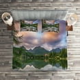 thumbnail image 2 of Ambesonne Nature Quilted Coverlet 3 Pcs, Lake by Forest Mountain, Queen Size, Multicolor, 2 of 2