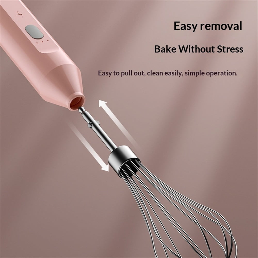 Electric Egg Beater, Cordless Hand Mixer 3 Speeds for Home Baking For Eggs Milkshakes Cream Butter (pink)