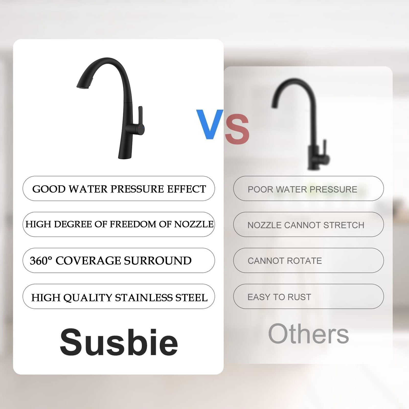 Izzovium Stainless Steel Pull Out Kitchen Faucet, Single Handle High-Arc Matte Black Faucet with 1.5GPM Flow, 360° Rotation & Dual Spray Modes, 27.56" Hose for Easy Cleaning
