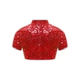 thumbnail image 2 of Yhong Haut Court à Paillettes pour Filles, Danse de Rue Jazz, Rouge 6, 2 of 5