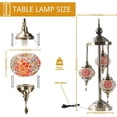 thumbnail image 3 of Turkish Lamp 3 Globes Moroccan Table Lamp 28 Tall Handcrafted Mosaic Glass Ambient Light with Metal Base Perfect for Boho Decor Living Room Bedroom Including LED Bulbs, 3 of 6