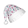 thumbnail image 2 of KLL Christmas Hats for Adults Plush Tulips Flowers Print Santa Hat Xmas Fluffy Santa Claus Hat for Women Men, 2 of 6