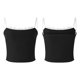 thumbnail image 3 of Parte Superior De La Cosecha Top corto con ribete de encaje para mujer, Top sin espalda con tirantes finos, camiseta, traje de calle Cgtredaw para Mujer Negro T S, 3 of 9