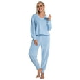 thumbnail image 4 of DAKIMOE Womens Pajamas Sets Velvet Long Sleeve Pjs Soft Lounge Set 2 Piece Velour Loungewear with Pockets Nightwear Sleepwear for Women S-XXL, 4 of 9