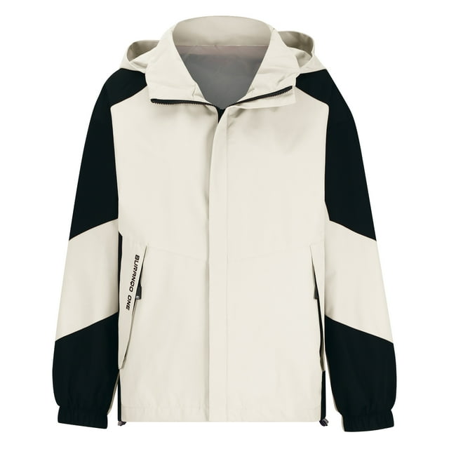Timegard Lightweight Jacket for Women Plus Size Zipper Color Block Hoodies Windbreaker Outdoor Jacket Coat