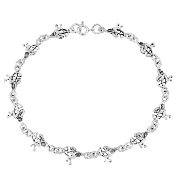 Love Inspired Cherub Angel Linked Charms Sterling Silver Bracelet