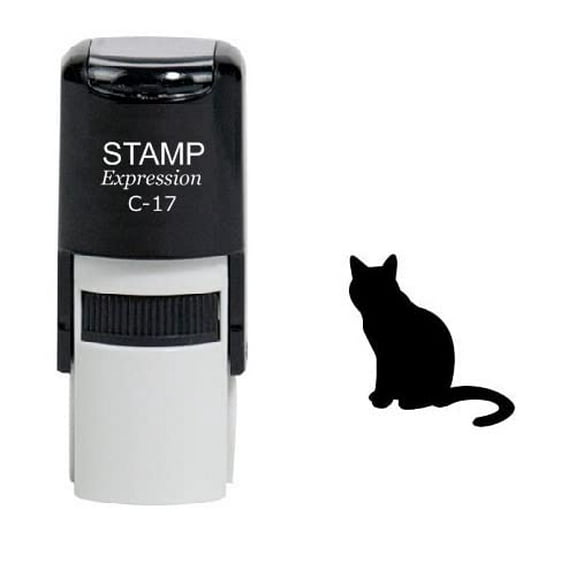 stampexpression - Black Cat Self Inking Rubber Stamp - Black Ink (W-6669)