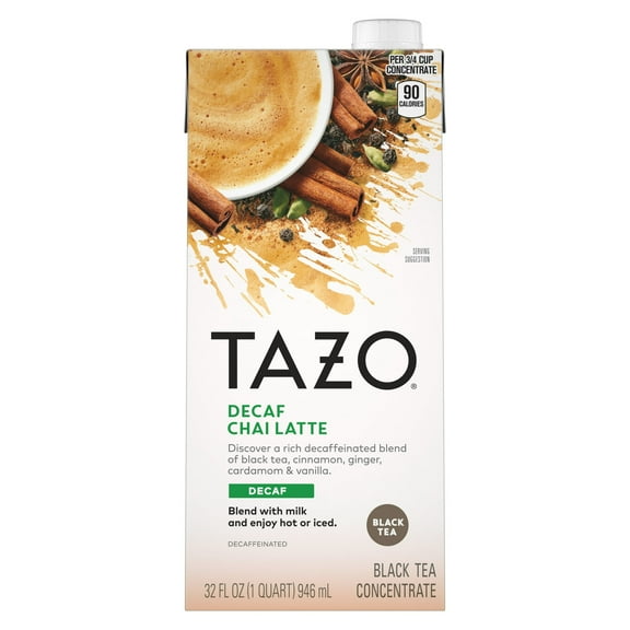 TAZO Chai Latte Iced Tea Concentrate Black Tea, Decaffeinated, 32 oz(Pack of 2)
