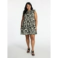 thumbnail image 4 of Time and Tru Women’s and Women’s Plus Flutter Sleeve Cotton Mini Dress, Sizes XS-4X, 4 of 6