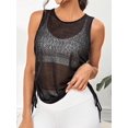 thumbnail image 5 of High-quality SweatyRocks Women's Sleeveless Scoop Neck Shirt Contract Mesh Racerback Tank Top, 5 of 5
