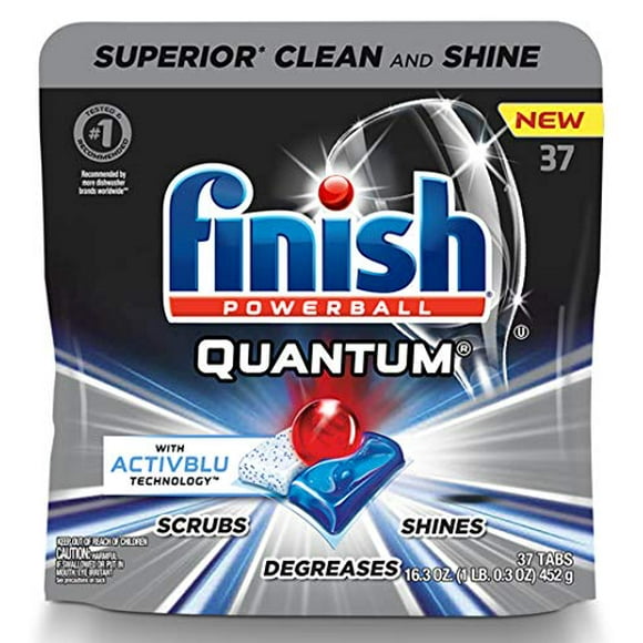 Finish - Quantum with Activblu Technology - 37ct - Dishwasher Detergent - Powerball - Ultimate Clean and Shine - Dishwashing Tablets - Dish Tabs