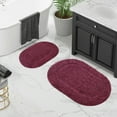 thumbnail image 2 of Cotton Solid 2-Piece Plum Highly Absorbent Non-Slip Oval Bath Rug Set by Superior, 2 of 11