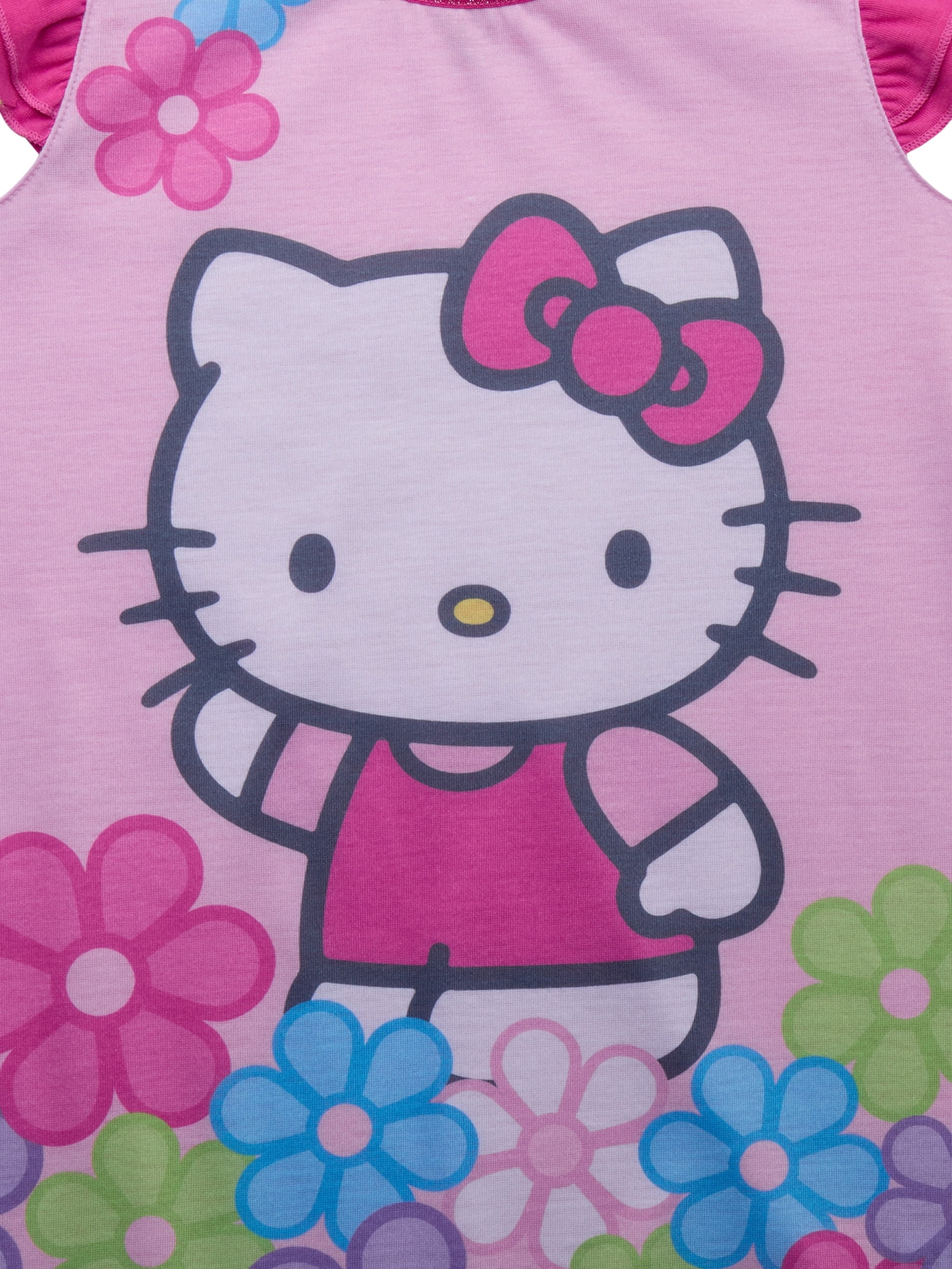 Hello Kitty Girls Pajama Nightgown with Short Sleeves, Sizes 4-14