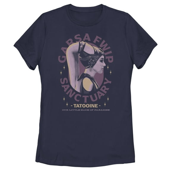 Women's Star Wars: The Book of Boba Fett Garsa Fwip Sanctuary  Graphic Tee Navy Blue 2X Large