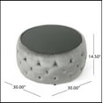 thumbnail image 6 of Upholstered Round Tufted Ottoman With Glass Top, 6 of 8