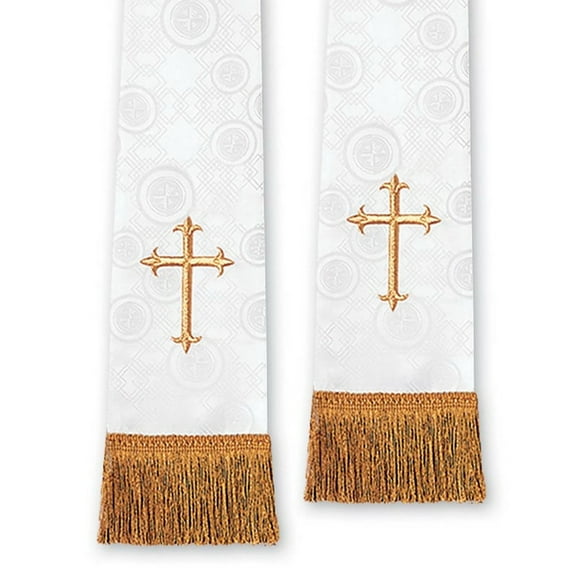 Stole-Pulpit-Millenova-White w/Latin Cross (Boxed)