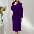 thumbnail image 2 of Hifoo Women Soft Bathrobe Long Sleeve Shawl Collar Kimono Style Robe With Belt For Cozy Wear And Spa Relaxation At Home Trendy Solid Color Sleepwear, 2 of 4