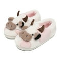thumbnail image 4 of Cow Cute Cozy Fuzzy Slippers For Women Winter Warm Plush Comfy Indoor Outdoor Slippers Beige 34, 4 of 6