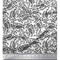 Soimoi Cotton Duck Fabric Leaves & Paisley Block Print Fabric by The Yard 42 Inch Wide
