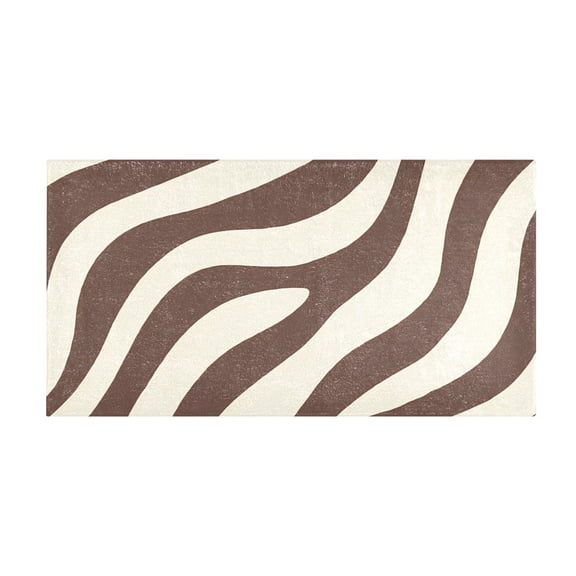 Dark Brown Zebra Pattern Bath Mat 39x20 Inch Soft Absorbent Non-Slip Plush Bathroom Rug for Floor