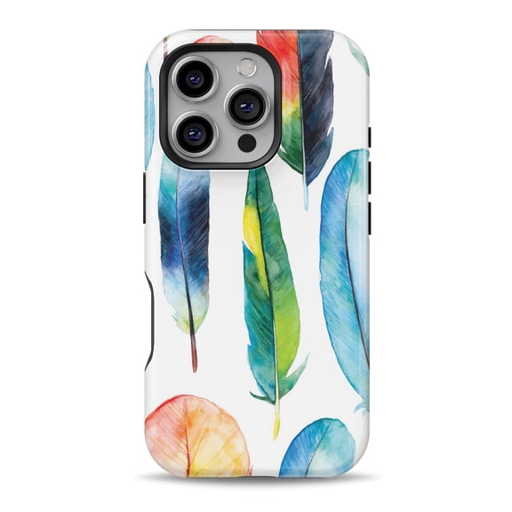 DesignSkinz Scratch-Resistant Hard Slim Case Compatible with iPhone 15 (Compatible with MagSafe) - Bright Water Color Painted Feather