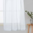 thumbnail image 6 of 2 Pcs Floral Embroidered Semi Sheer Tier Curtain, Rod Pocket Linen Textured Voile Curtain, 6 of 7