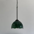 thumbnail image 3 of Tiffany Hanging Lamp Green Stained Glass Leaves LED Bulb for Dining Room Island Kitchen 60"H*8"W*8"D, 3 of 4