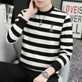 thumbnail image 2 of Men's Striped Versatile Embroidered Long Sleeve Sweatshirt, 2 of 4