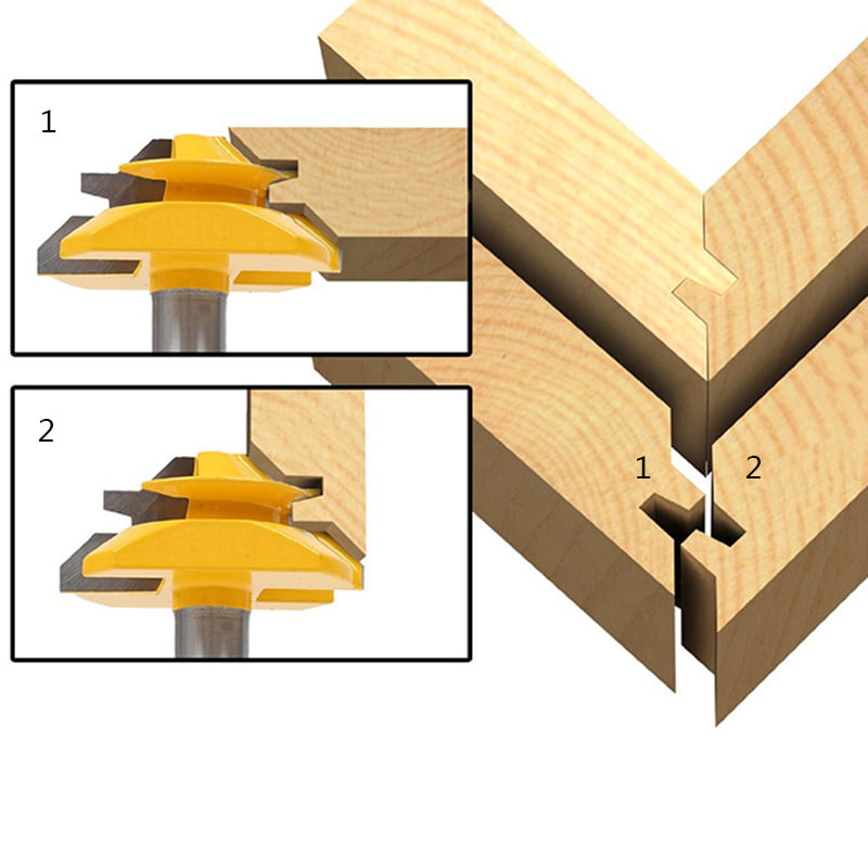 45 Degree 1/4'' Shank 1-1/2'' Lock Miter Router Bit Woodwork Tenon Cutter Tools