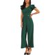 thumbnail image 4 of INSPIRAR CHIC Mono Formal para Mujeres con Mangas Voladas, Cintura Alta, Escote en V, Pantalones Largos de Pierna Ancha en Verde Oscuro, 4 of 6