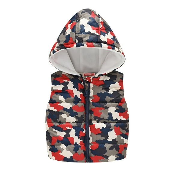ATOGUTA Baby Boy Coat Puffer Vest Hooded Quilted Outwear Sleeveless Jacket Lined Zipper Waistcoat Red, Size 12M-5T