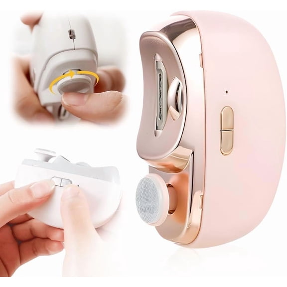 SkyAuks Electric Nail Clippers for Adults, 2025 Upgraded 2 in 1 Electric Polishing Automatic Nail Clippers, Automatic Nail Trimmer Fingers Electric Nail Clippers for Seniors (Pink)