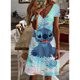 thumbnail image 3 of Vestido elegante informal con cuello en V y largo hasta la rodilla con estampado de Lilo y Stitch de Disney para mujer de verano Y2K 2024, 3 of 5