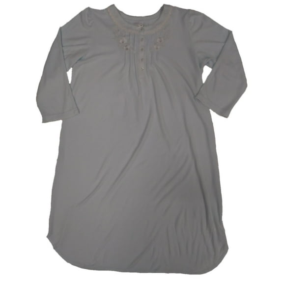 Plus Womens Pastel Baby Blue Floral Lace Flower Nightgown Knit Sleep Shirt 1X