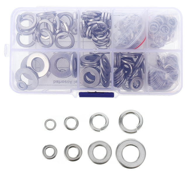 MasteelfCA 200pcs Stainless Steel Flat Washers Spring Washers Split Lock Washer Kits