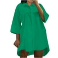 thumbnail image 2 of Idoravan Cardigans for Women Clearance Spring Button Down Shirt Women Three Quarter Sleeve Turndown Collar Solid Casual Loose Dress Dresses, 2 of 4
