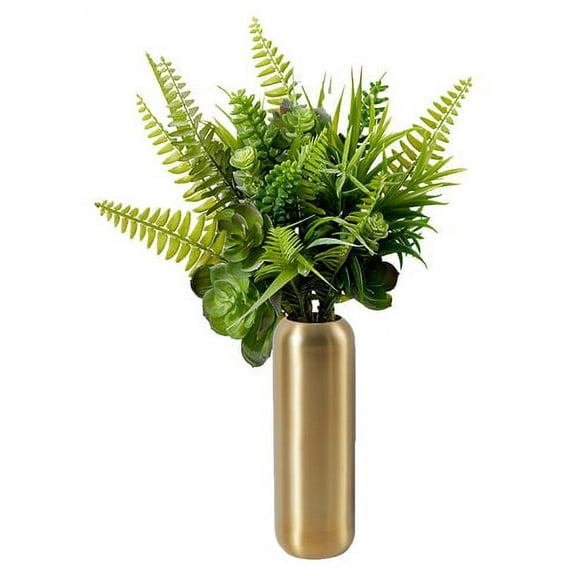 Serene Spaces Living DIY Vase Kit: Succulent Bouquet & Gold Metal Vase