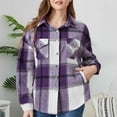 thumbnail image 2 of Women's Button Down Plaid Shirt Jacket Long Sleeve Classic Fit Lapel Baggy Casual Tops Shackets with Pockets, 2 of 8