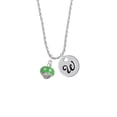 thumbnail image 2 of Delight Jewelry Silvertone Lime Green with Crystals Spinner Silvertone Script Initial Disc - W - Charm Necklace, 20"+3", 2 of 4