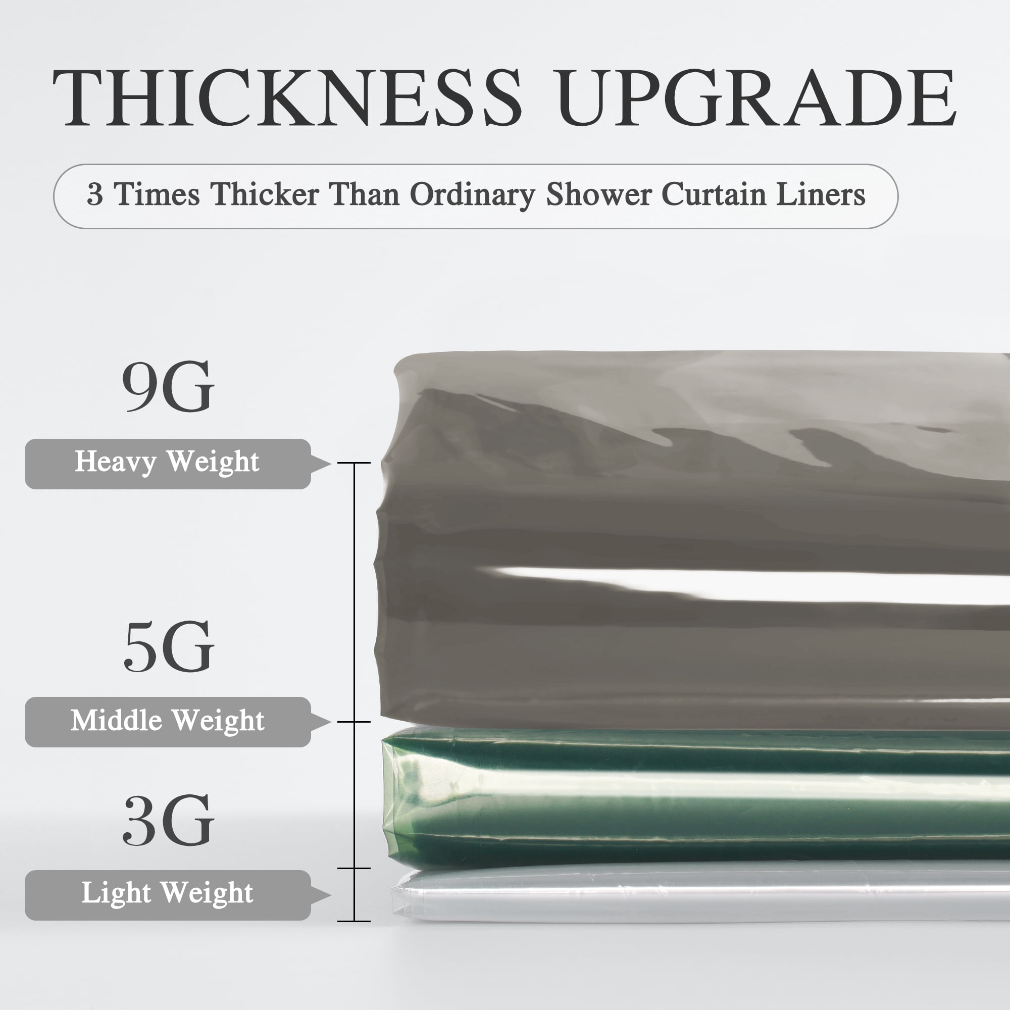 Inosoo Clear Gray Shower Curtain Liner, 100% EVA Heavy Duty & Soft, 72"x 72" , Magnetic