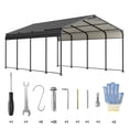 thumbnail image 5 of taoruifang 12x20 FT Metal Carport, Heavy Duty Outdoor Galvanized Steel Car Shelter Portable Garage for Car Boat Truck SUV, Black, 5 of 18