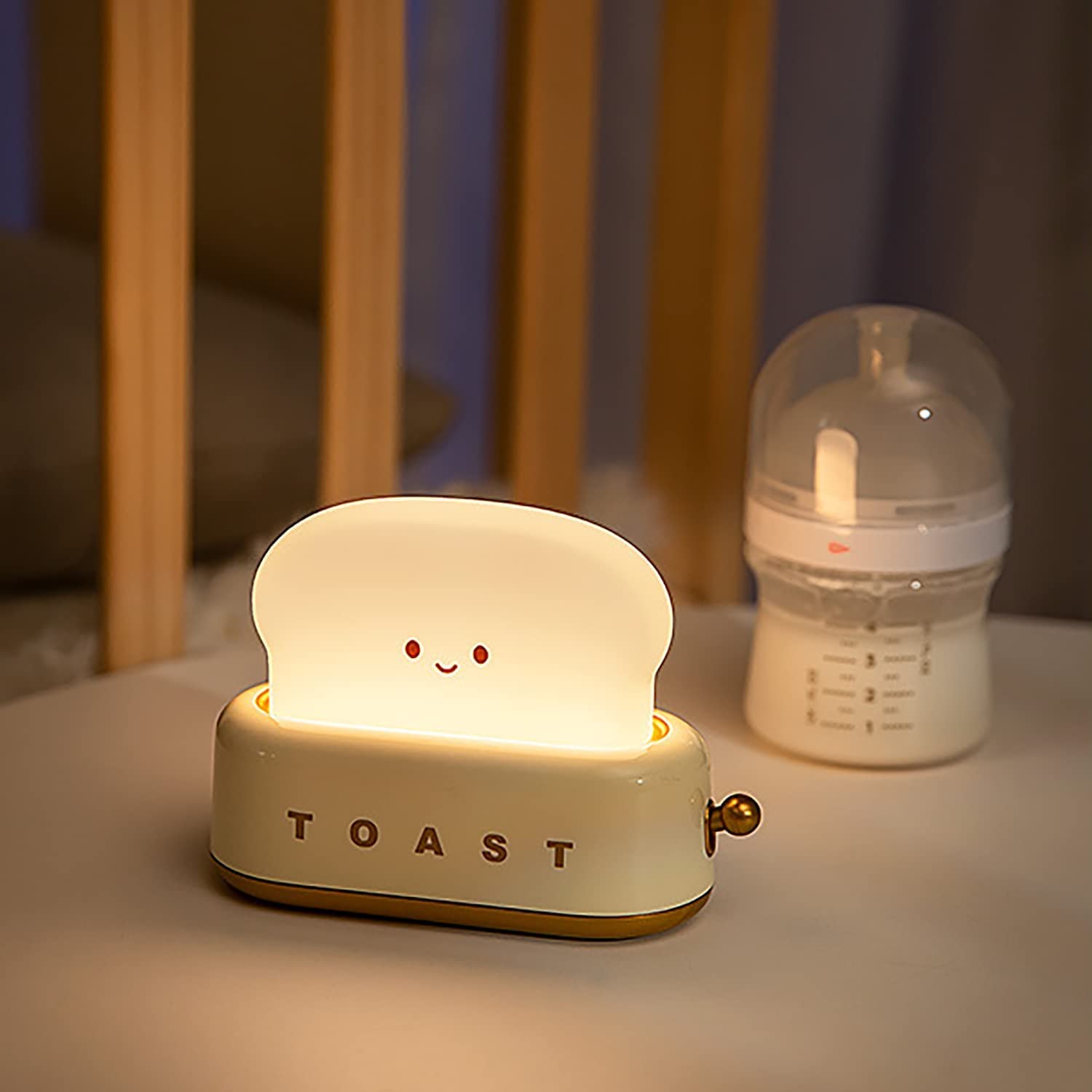 LINLIN Cute Toast Night Light,Rechargeable Timer Adjustable Brightness Bread LED Night Lamp,Portable Bedroom Bedside Sleep Lamp Dimmable for Baby Girls Boys Birthday Children's Day Gifts